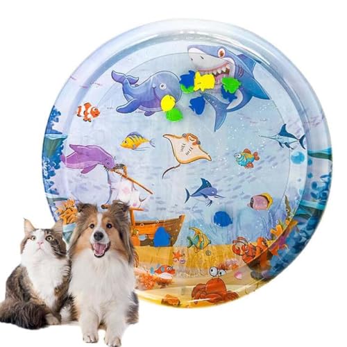 LUCKKY Aqua Cats Pet Water Bed, Cat Water Mat, Sommer-Wassermatte für Haustiere, Verdickte Wassersensor-Spielmatte für Katzen, Interaktives Katzenspielzeug (L) von LUCKKY