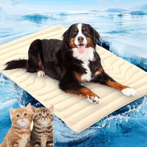 LUCKKY Barkley Cooling Mat, Kühlmatte für Den Sommer, Kühlmatte Hund, Große Kühlmatte aus Selbstkühlend Eisseide, Hundekühlmatte Kühl Betten Summer Pet Ice Pad für Hund & Katze (Gelb, XL) von LUCKKY
