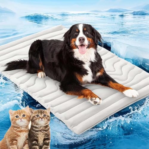 LUCKKY Barkley Cooling Mat, Kühlmatte für Den Sommer, Kühlmatte Hund, Große Kühlmatte aus Selbstkühlend Eisseide, Hundekühlmatte Kühl Betten Summer Pet Ice Pad für Hund & Katze (Grau, L) von LUCKKY