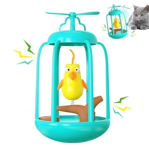 LUCKKY Bird in Cage Cat Toy, Vogel im Käfig Katzenspielzeug, Vogelkäfig Katzenspielzeug, Interaktives Katzenspielzeug Vogelkäfig, Quietschendes Katzenspielzeug für Katzen (Blau) von LUCKKY