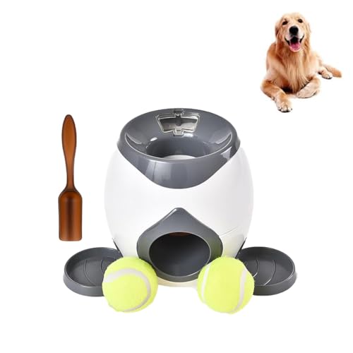 LUCKKY Dog Pro Automatic Ball Launcher, Dogpro Automatischer Ballwerfer für Hunde, Pet Ball Indoor-Werfermaschine mit Flacher Fütterungsschale, kleine interaktives Wurfspielzeug für Hunde (Grau) von LUCKKY