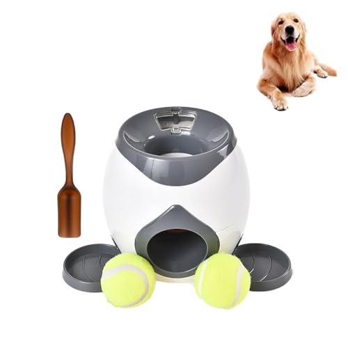 LUCKKY Dog Pro Automatic Ball Launcher, Dogpro Automatischer Ballwerfer für Hunde, Pet Ball Indoor-Werfermaschine mit Flacher Fütterungsschale, kleine interaktives Wurfspielzeug für Hunde (Grau) von LUCKKY