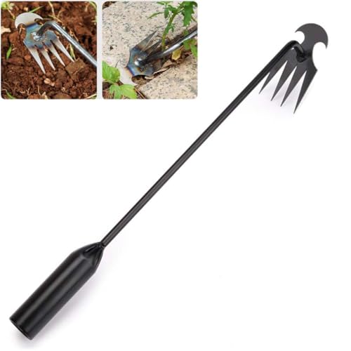 LUCKKY Foxyle Weed Puller, Garden Weed Puller Tools, Gartenarbeit Hand Unkrautstecher, Unkrautstecher Edelstahl, Gartenwerkzeug Unkraut Entferner Gerät, Wurzeljäter mit Griff (Schwarz) von LUCKKY
