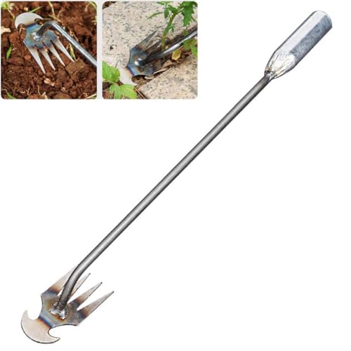 LUCKKY Foxyle Weed Puller, Garden Weed Puller Tools, Gartenarbeit Hand Unkrautstecher, Unkrautstecher Edelstahl, Gartenwerkzeug Unkraut Entferner Gerät, Wurzeljäter mit Griff (Silber) von LUCKKY
