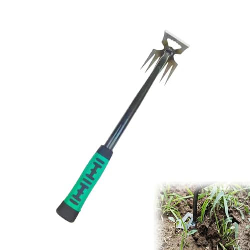 LUCKKY Gardening Hand Weeder Tools, Gartenarbeit Hand Unkrautvernichter Werkzeuge, Unkrautjäter, Unkrautabzieher Wurzelentferner, Unkraut Entferner Gerät, Manueller Unkrautjäter Mit Griff (6 Zähne) von LUCKKY