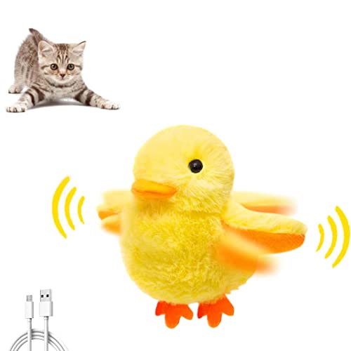 LUCKKY Gelbes Entenspielzeug für Katze,Elektrisches Katzenminzenspielzeug,Interaktives Katzenspielzeug Elektrischer,Wiederaufladbare Berühren aktiviert Katze Spielzeug,Plüsch Katze Übungsspielzeug von LUCKKY