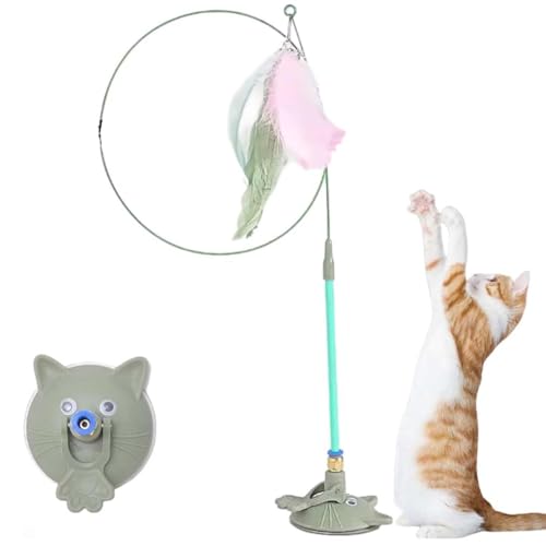 LUCKKY Meowmastery Toy, Interaktives Katzenspielzeug Angel mit Feder, Katzenstäbe mit Saugnapf, Intelligenz Spielzeug für Katzen, Selbstbeschäftigung Spielzeug für Indoor-Katzen mit Federn (Grün) LUCKKY Meowmastery Toy, Interaktives Katzenspielzeug Angel mit Feder, Katzenstäbe mit Saugnapf, Intelligenz Spielzeug für Katzen, Selbstbeschäftigung Spielzeug für Indoor-Katzen mit Federn (Grün) von LUCKKY