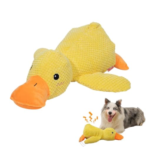 LUCKKY Quack-Quack Duck Dog Toy, Quak-Quak Ente Hundespielzeug, Das Mellow Duck Hunde Spielzeug, Niedliche Ente ohne Füllung mit weichem Quietscher, Hundekuscheltier-Kauspielzeug für Welpen (Gelb) von LUCKKY