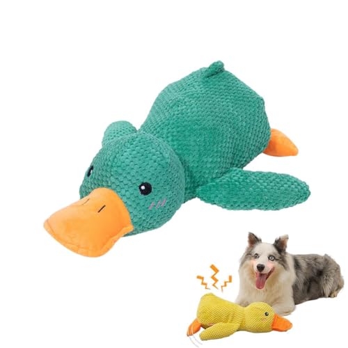 LUCKKY Quack-Quack Duck Dog Toy, Quak-Quak Ente Hundespielzeug, Das Mellow Duck Hunde Spielzeug, Niedliche Ente ohne Füllung mit weichem Quietscher, Hundekuscheltier-Kauspielzeug für Welpen (Grün) von LUCKKY