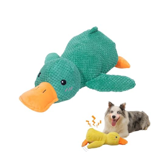 LUCKKY Quack-Quack Duck Dog Toy, Quak-Quak Ente Hundespielzeug, Das Mellow Duck Hunde Spielzeug, Niedliche Ente ohne Füllung mit weichem Quietscher, Hundekuscheltier-Kauspielzeug für Welpen (Grün) von LUCKKY