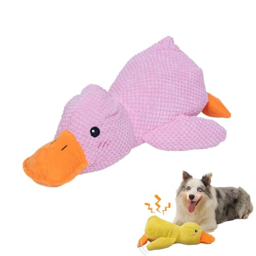 LUCKKY Quack-Quack Duck Dog Toy, Quak-Quak Ente Hundespielzeug, Das Mellow Duck Hunde Spielzeug, Niedliche Ente ohne Füllung mit weichem Quietscher, Hundekuscheltier-Kauspielzeug für Welpen (Rosa) von LUCKKY