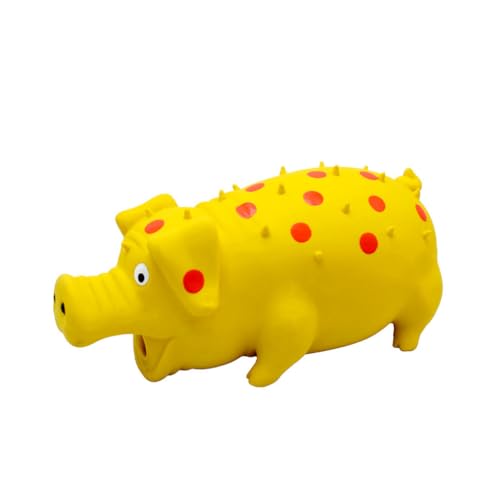 LUCKKY Simulated Pig Sound Children's Toy Squeaky Pig Toys, Langlebiger Gummi Schwein-Quietsch-Spielzeug, Latex Schwein Hund Chew Spielzeug, Interaktiv sensorisch Fidget Spielzeug (Gelb) von LUCKKY