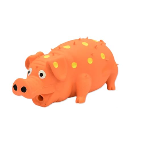LUCKKY Simulated Pig Sound Children's Toy Squeaky Pig Toys, Langlebiger Gummi Schwein-Quietsch-Spielzeug, Latex Schwein Hund Chew Spielzeug, Interaktiv sensorisch Fidget Spielzeug (Orange) von LUCKKY