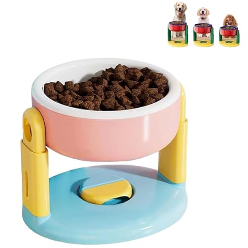 Liftable Suction Cup Pet Bowl, Höhenverstellbar Futter- und Wassernapf für Katze und Hund, Erhöhter Hundenapf mit Tablett, Gekipptes Design, rutschfest, Anti-Spill Futterstation Futternapf (B) von LUCKKY