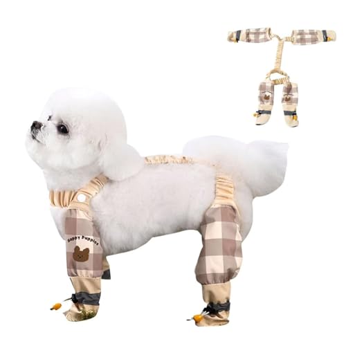 Pet Anti Dust Pants, Anti-Schmutz-Hose für Hunde, wasserdichte Hundestiefel mit Hosenträgern, verstellbare Hundeschuhe Pfotenschutz Anti-Schmutz-Hose mit Stiefeln (B, L) von LUCKKY