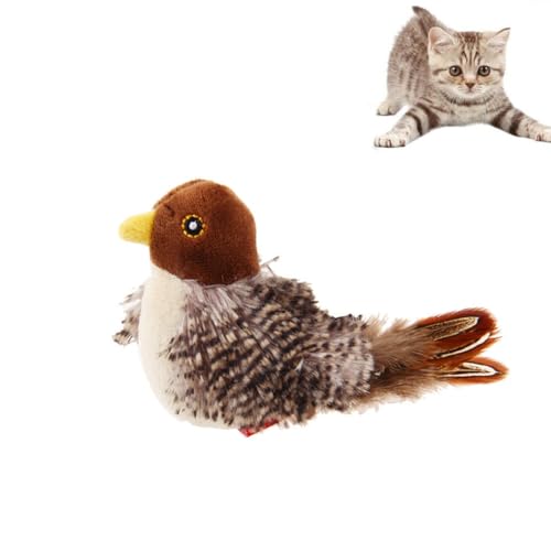 Simulated Chirping Bird, Zwitschernder Vogel Katzenspielzeug, Vogelspielzeug für Katzen, Lustige Quietsch-Katzenspielzeug, Simulierten Vögeln Katzenspielzeug, Interaktives Plüsch Katzenspielzeug von LUCKKY