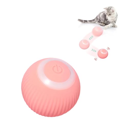Smart Cat Interactive Ball Toys,2 in 1 Simulated Interactive Hunting Cat Toy,Interaktives Hunde Ball Spielzeug,Automatisch Rollender Ball,Katzenspielzeug Elektrisch Katzenball mit LED Licht (Rosa) von LUCKKY