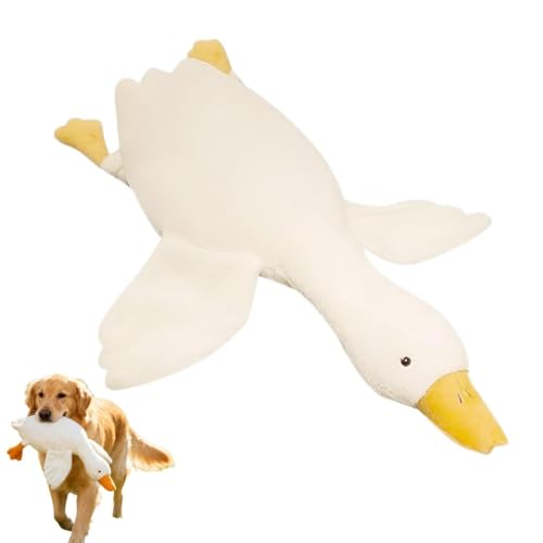 White Duck Dog Toy, Weißes Enten-Hundespielzeug, Anti Stress Ente für Hund, Realistisches Gänse-Design, Unzerstörbares Kuscheltier für Hunde, Kauen und Spielen, Gefüllte Gans Plüschspielzeug von LUCKKY
