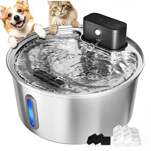 Lucky Muffin Kabelloser Edelstahl Haustier Wasserbrunnen 3,2L/3,061.7 g Automatischer Kabelloser Wasserspender mit 3 Smart Modi Ultra Leise Pumpe Wiederaufladbarer Akku Multifiltration für Katzen Lucky Muffin Kabelloser Edelstahl Haustier Wasserbrunnen 3,2L/3,061.7 g Automatischer Kabelloser Wasserspender mit 3 Smart Modi Ultra Leise Pumpe Wiederaufladbarer Akku Multifiltration für Katzen von LUCKY MUFFIN