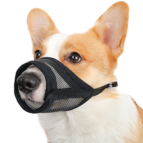 Dog Muzzle, Breathable and Safety Reflective Muzzle, Best for Preventing Barking Biting and Unwanted Chewing (Black, XS) von LUCKYPAW