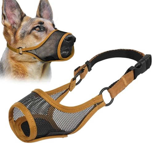 LUCKYPAW Maulkorb für Hunde, Netzmaulkorb für große, mittelgroße und kleine Hunde, weicher Mundschutz zum Beißen, Kauen, atmungsaktiver Mundschutz mit verstellbarem Gurt für Training (Braun, L LUCKYPAW Maulkorb für Hunde, Netzmaulkorb für große, mittelgroße und kleine Hunde, weicher Mundschutz zum Beißen, Kauen, atmungsaktiver Mundschutz mit verstellbarem Gurt für Training (Braun, L von LUCKYPAW