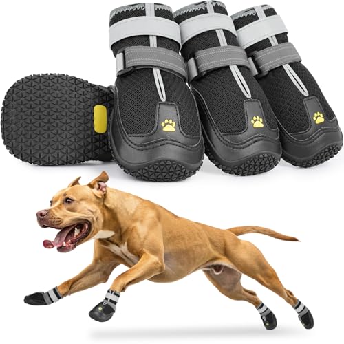 LUCKYPAW Hundeschuhe für große und mittelgroße Hunde, atmungsaktive Hundeschuhe für heißen Bürgersteig, Pfotenschutz für Sommer, Spaziergänge, Wandern, Winter, Schnee, Outdoor, rutschfeste von LUCKYPAW