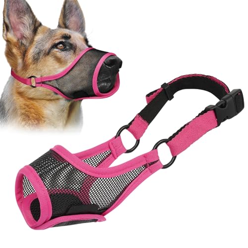 LUCKYPAW Maulkorb für Hunde, Netzmaulkorb für große, mittelgroße und kleine Hunde, weicher Mundschutz zum Beißen, Kauen, atmungsaktiver Mundschutz mit verstellbarem Riemen für Training (Hot Pink, L LUCKYPAW Maulkorb für Hunde, Netzmaulkorb für große, mittelgroße und kleine Hunde, weicher Mundschutz zum Beißen, Kauen, atmungsaktiver Mundschutz mit verstellbarem Riemen für Training (Hot Pink, L von LUCKYPAW