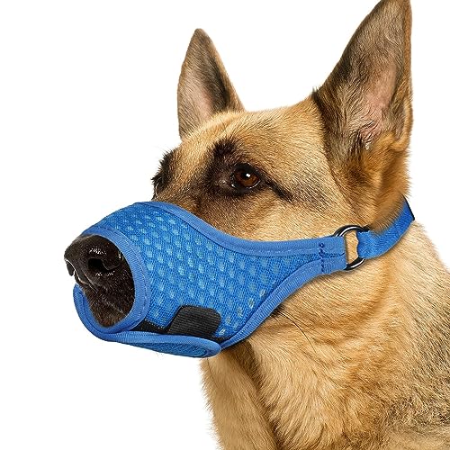 LUCKYPAW Weicher Maulkorb für kleine, mittelgroße Hunde, Maulkorb gegen Beißen und Kauen, verstellbarer, atmungsaktiver Mundschutz für Fellpflege, Spazierengehen, Training (Blau, XS) von LUCKYPAW