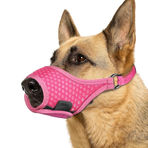 LUCKYPAW Weicher Maulkorb für kleine, mittelgroße Hunde, Maulkorb gegen Beißen und Kauen, verstellbarer, atmungsaktiver Mundschutz für Fellpflege, Spazierengehen, Training (Hot Pink, XS) von LUCKYPAW