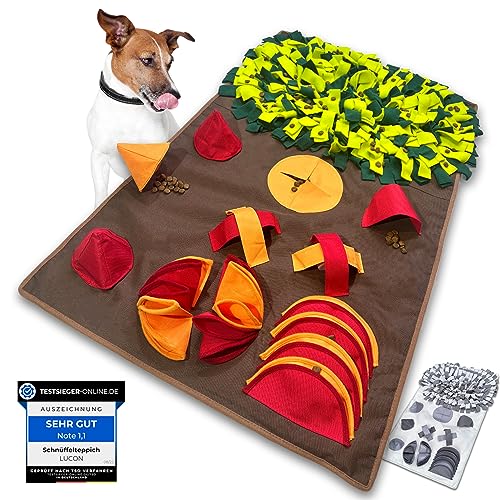 LUCON Schnüffelteppich für Hunde & Katzen 11 spannende Elemente mit PAWerful3 Robustes Intelligenzspielzeug XXL 100x60cm Spielzeug für alle Rassen Geschenkidee bunt von LUCON