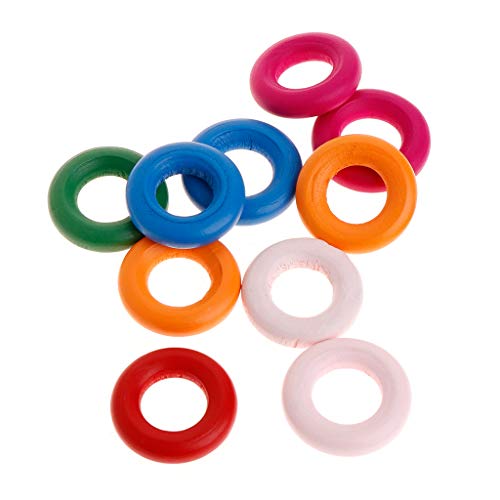 10 unlackierte Ringe aus Naturholz, Kreise mit bunter Farbe zum Basteln, für Vögel, Papageien, Spielzeug, 2,5 cm / 3,6 cm. von LUDAKE