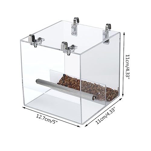 Vogelfutterspender zum Aufhängen für Käfig, automatischer Futterspender, transparenter Futterbehälter mit Sitzstange für Nymphensittiche von LUDAKE