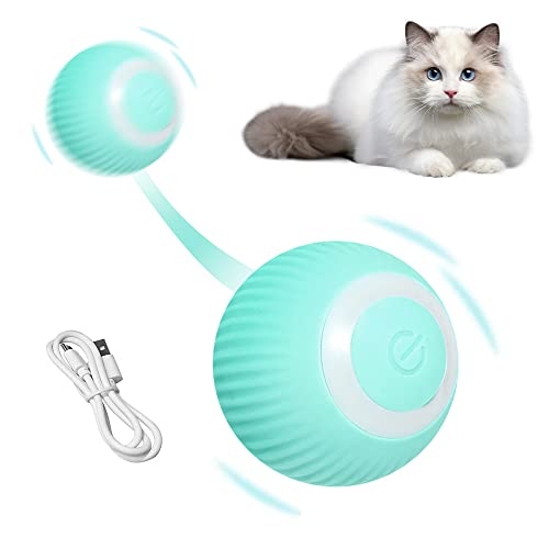 LUFEIS Interaktives Katzenspielzeug Ball, Katzenball Interaktiv, Selbstdrehender Elektrisch Ball 360°, Katzenspielzeug Selbstbeschäftigung Intelligenz, USB Automatic Cat Toys für Kätzchen Welpen-Blau von LUFEIS
