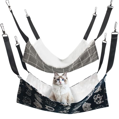 LUFEIS Katzen-Hängematten-Bett, atmungsaktiv, hängendes Haustierbett mit 4 verstellbaren Gurten und Metallhaken, große, wendbare Haustierkäfig-Hängematte für Katzen, Kätzchen, Kaninchen, Frettchen LUFEIS Katzen-Hängematten-Bett, atmungsaktiv, hängendes Haustierbett mit 4 verstellbaren Gurten und Metallhaken, große, wendbare Haustierkäfig-Hängematte für Katzen, Kätzchen, Kaninchen, Frettchen von LUFEIS