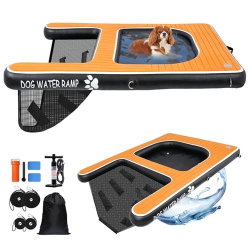 LUFFWELL Aufblasbarer Hundepool Schwimmer und Wasserrampe 2-in-1, Hund schwimmende Leiter mit rutschfestem EVA-Schaum für kleine bis mittelgroße Hunde, Wasserplattform perfekt für Hunde, die auf Pool LUFFWELL Aufblasbarer Hundepool Schwimmer und Wasserrampe 2-in-1, Hund schwimmende Leiter mit rutschfestem EVA-Schaum für kleine bis mittelgroße Hunde, Wasserplattform perfekt für Hunde, die auf Pool von LUFFWELL