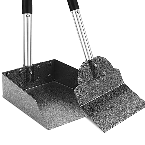 LUFFWELL Hundekotschaufel für große Hunde, Metall-Aluminium-Tablett und Spaten, Kotschaufel-Set mit verstellbarem langem Griff aus Edelstahl, zur Entfernung von Haustierabfällen, robuste Kotschaufel von LUFFWELL
