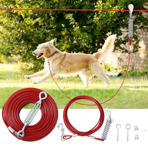 LUFFWELL Hundeläufer, 60 m lang, 4,5 m Stoßdämpfung und Seilzug, ausziehbar, für kleine bis große Hunde LUFFWELL Hundeläufer, 60 m lang, 4,5 m Stoßdämpfung und Seilzug, ausziehbar, für kleine bis große Hunde von LUFFWELL