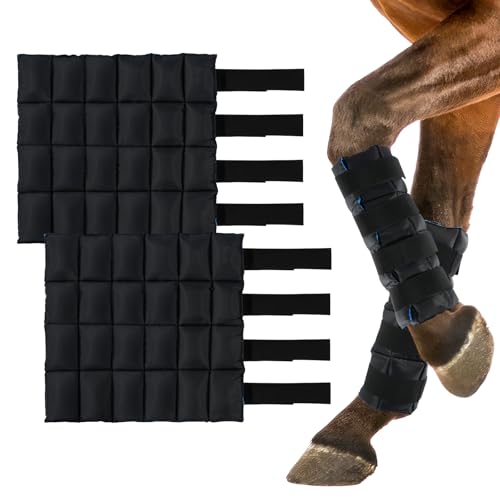 LUFFWELL Pferdebeinbandagen, 4 Stück, Eisbeinstiefel, perfekt für Reittraining und den täglichen Gebrauch, bequeme und hochwertige Unterstützung bei Verletzungen, passend für alle Pferde (Schwarz und von LUFFWELL