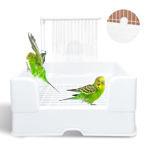 LUKHMELF Sittichbadewanne, Papageien-Vogel-Badewanne für Käfig, automatische Badewanne mit Dusche, für Sittiche/Psittacus Erithacus/Lovebirds/Wellensittiche von LUKHMELF