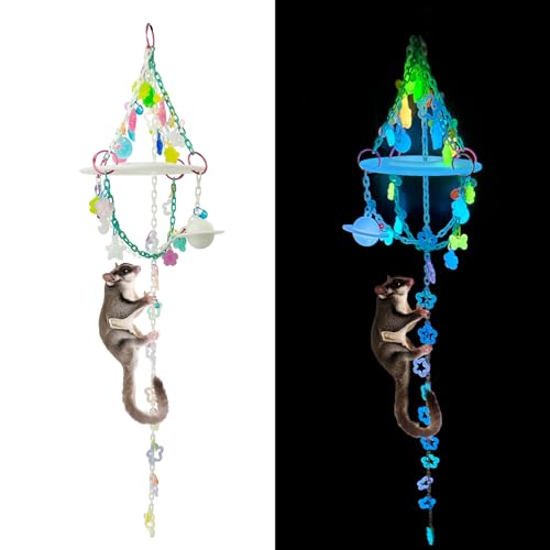LUKHMELF Glow in The Dark Sugar Glider Planet Moon Space Platform Toy - Hanging Climbing Toy for Sugar Glider Cage Accessories LUKHMELF Glow in The Dark Sugar Glider Planet Moon Space Platform Toy - Hanging Climbing Toy for Sugar Glider Cage Accessories von LUKHMELF