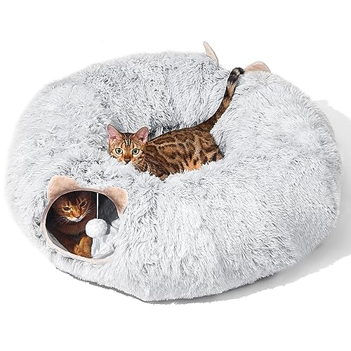 LUKITO Katzentunnel, Katzenspielzeug für Indoor-Katzen, Weiches Katzenbett, Großer Katzentunnel mit Zwei Eingängen Katzenhöhle, Geeignet für Katze von LUKITO