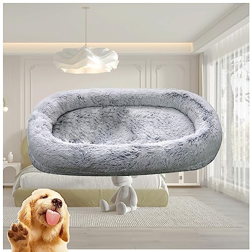 LULUMAIC Haustier menschliches Hundebett für Erwachsene, Hundebetten Großes Flauschiges Hundebett, waschbares Hundebett, Bettwäsche und Möbel für Hunde, Hundebett mit menschlichem großer Größe (grau LULUMAIC Haustier menschliches Hundebett für Erwachsene, Hundebetten Großes Flauschiges Hundebett, waschbares Hundebett, Bettwäsche und Möbel für Hunde, Hundebett mit menschlichem großer Größe (grau von LULUMAIC
