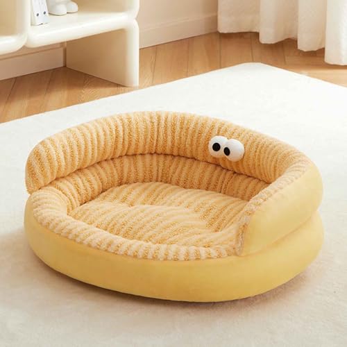 LULUMAIC Hundebett, Katzenbett, weiches Hundesofa-Couchbett mit Nicht skotischem Boden, waschbares Hundebett, beruhigendes Hundebett, Flauschiges Katzensofa für Katzen und kleine Hunde, gelb, l LULUMAIC Hundebett, Katzenbett, weiches Hundesofa-Couchbett mit Nicht skotischem Boden, waschbares Hundebett, beruhigendes Hundebett, Flauschiges Katzensofa für Katzen und kleine Hunde, gelb, l von LULUMAIC