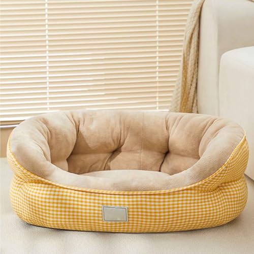 LULUMAIC Hundebett, süßes Plüschkatze, Tierbett -Sofa mit Nicht schleuderem Boden, sehr bequemer Schaumfüllung, waschbare Hundebetten für Katzen und kleine Hunde, gelb, l LULUMAIC Hundebett, süßes Plüschkatze, Tierbett -Sofa mit Nicht schleuderem Boden, sehr bequemer Schaumfüllung, waschbare Hundebetten für Katzen und kleine Hunde, gelb, l von LULUMAIC