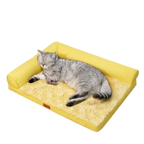 LULUMAIC Hundebettmatte, Katzenbetten für Innen-, weiches, warmes flaches Haustierkissen mit waschbarer Abdeckung, Rutschboden, beruhigendes Haustierbett für kleine mittelgroße Katze und Hund, gelb, l LULUMAIC Hundebettmatte, Katzenbetten für Innen-, weiches, warmes flaches Haustierkissen mit waschbarer Abdeckung, Rutschboden, beruhigendes Haustierbett für kleine mittelgroße Katze und Hund, gelb, l von LULUMAIC