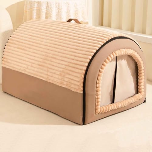 LULUMAIC Katzenbetthöhle, 2-in-1-faltbares Haustierbett, Hundebetthöhle, geschlossenes Katzenhöhlennest mit Nicht rutschem Boden, waschbarer für kleine bis große Hunde, braun, 3XL LULUMAIC Katzenbetthöhle, 2-in-1-faltbares Haustierbett, Hundebetthöhle, geschlossenes Katzenhöhlennest mit Nicht rutschem Boden, waschbarer für kleine bis große Hunde, braun, 3XL von LULUMAIC