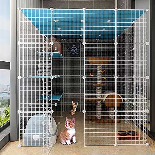 LULUMAIC Katzenlaufstall, Katzengehege für den Innenbereich, abnehmbare Metall-DIY-Katzenhütten, Frettchenkäfige, großer Übungsplatz für Haustiere, mit Rampenleitern, Hängematte und Bett – ideal für LULUMAIC Katzenlaufstall, Katzengehege für den Innenbereich, abnehmbare Metall-DIY-Katzenhütten, Frettchenkäfige, großer Übungsplatz für Haustiere, mit Rampenleitern, Hängematte und Bett – ideal für von LULUMAIC