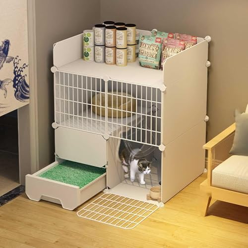 LULUMAIC Katzenlaufstall, Katzenkäfige, für den Innenbereich, Katzenkäfig, DIY-Katzengehege, abnehmbare Katzenhütten aus Metall mit geschlossener Katzentoilette, Hundekäfige für kleine Hunde (75 x 49 LULUMAIC Katzenlaufstall, Katzenkäfige, für den Innenbereich, Katzenkäfig, DIY-Katzengehege, abnehmbare Katzenhütten aus Metall mit geschlossener Katzentoilette, Hundekäfige für kleine Hunde (75 x 49 von LULUMAIC