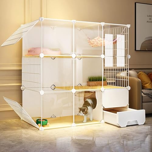 LULUMAIC Katzenlaufstall, Katzenkäfige für den Innenbereich, groß, Katzenhütte, Haustierlaufstall für Katzen, Welpenlaufstall, selbstgemachte, abnehmbare Metalldrahthütten, ideal für 1–2 Katzen (107 LULUMAIC Katzenlaufstall, Katzenkäfige für den Innenbereich, groß, Katzenhütte, Haustierlaufstall für Katzen, Welpenlaufstall, selbstgemachte, abnehmbare Metalldrahthütten, ideal für 1–2 Katzen (107 von LULUMAIC