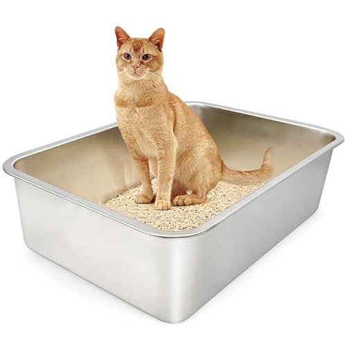 LULUMAIC Katzentoilette, geruchsneutral und antihaftbeschichtet, Katzentoilette aus Edelstahl, nimmt Keine Gerüche auf, Katzentoilette, große Katzentoilette, leicht zu reinigen LULUMAIC Katzentoilette, geruchsneutral und antihaftbeschichtet, Katzentoilette aus Edelstahl, nimmt Keine Gerüche auf, Katzentoilette, große Katzentoilette, leicht zu reinigen von LULUMAIC